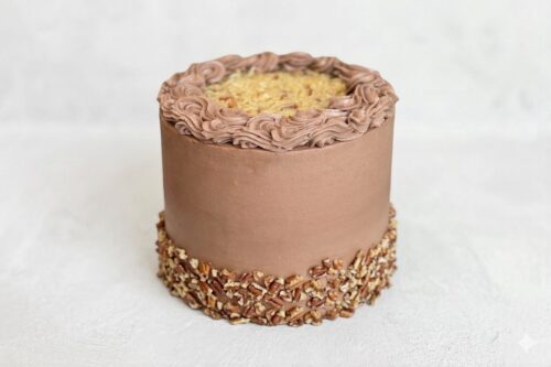 German chocolate cake with coconut pecan topping from the Capers and Company bakery