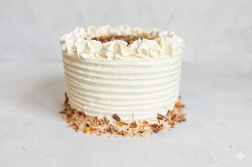 Italian creme cake with coconut, pecan and cream cheese frosting